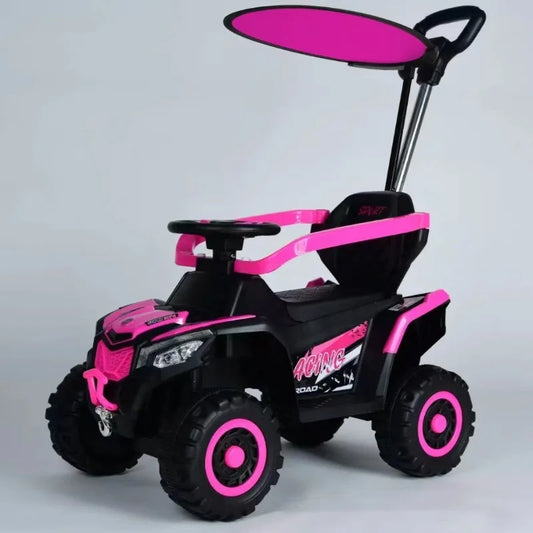 ‌4-Wheel Kids Ride-On Push Car - Convertible Walker Stroller