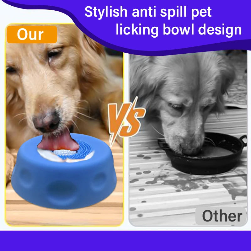 Slow Feeder Dog Bowls for Liquid Treat, Anti-Slip【Entertained Ball-in】 Bone Broth Dog Lick Bowl,Pet Licking Bowls