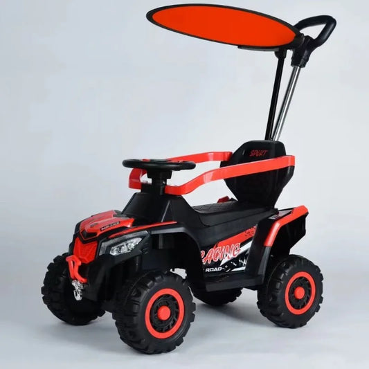 ‌4-Wheel Kids Ride-On Push Car - Convertible Walker Stroller