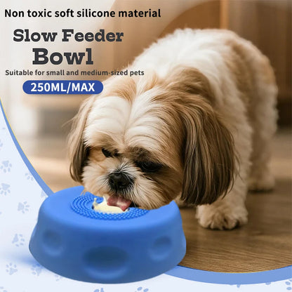 Slow Feeder Dog Bowls for Liquid Treat, Anti-Slip【Entertained Ball-in】 Bone Broth Dog Lick Bowl,Pet Licking Bowls