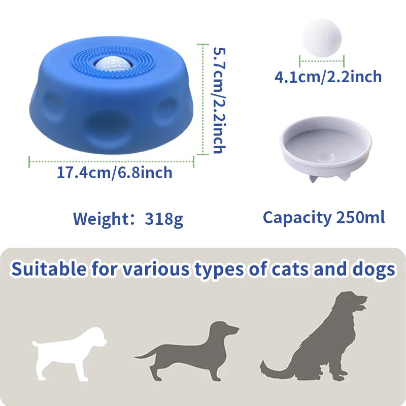 Slow Feeder Dog Bowls for Liquid Treat, Anti-Slip【Entertained Ball-in】 Bone Broth Dog Lick Bowl,Pet Licking Bowls