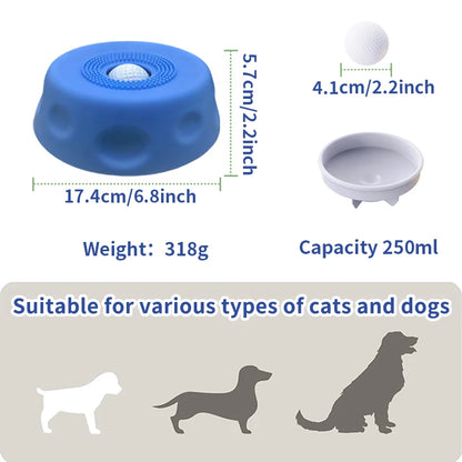 Slow Feeder Dog Bowls for Liquid Treat, Anti-Slip【Entertained Ball-in】 Bone Broth Dog Lick Bowl,Pet Licking Bowls